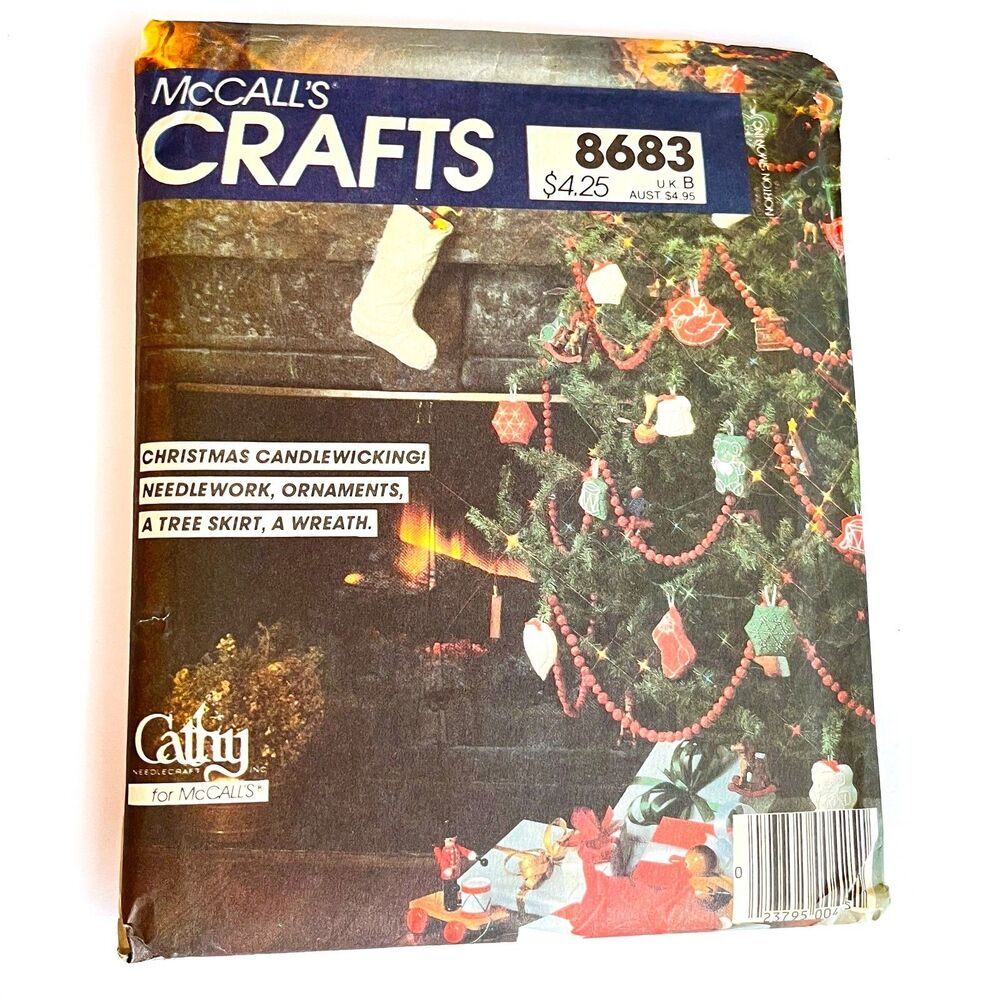 McCall's 8683 Christmas Candlewicking Needlework Ornaments, Tree Skirt, Wreath
